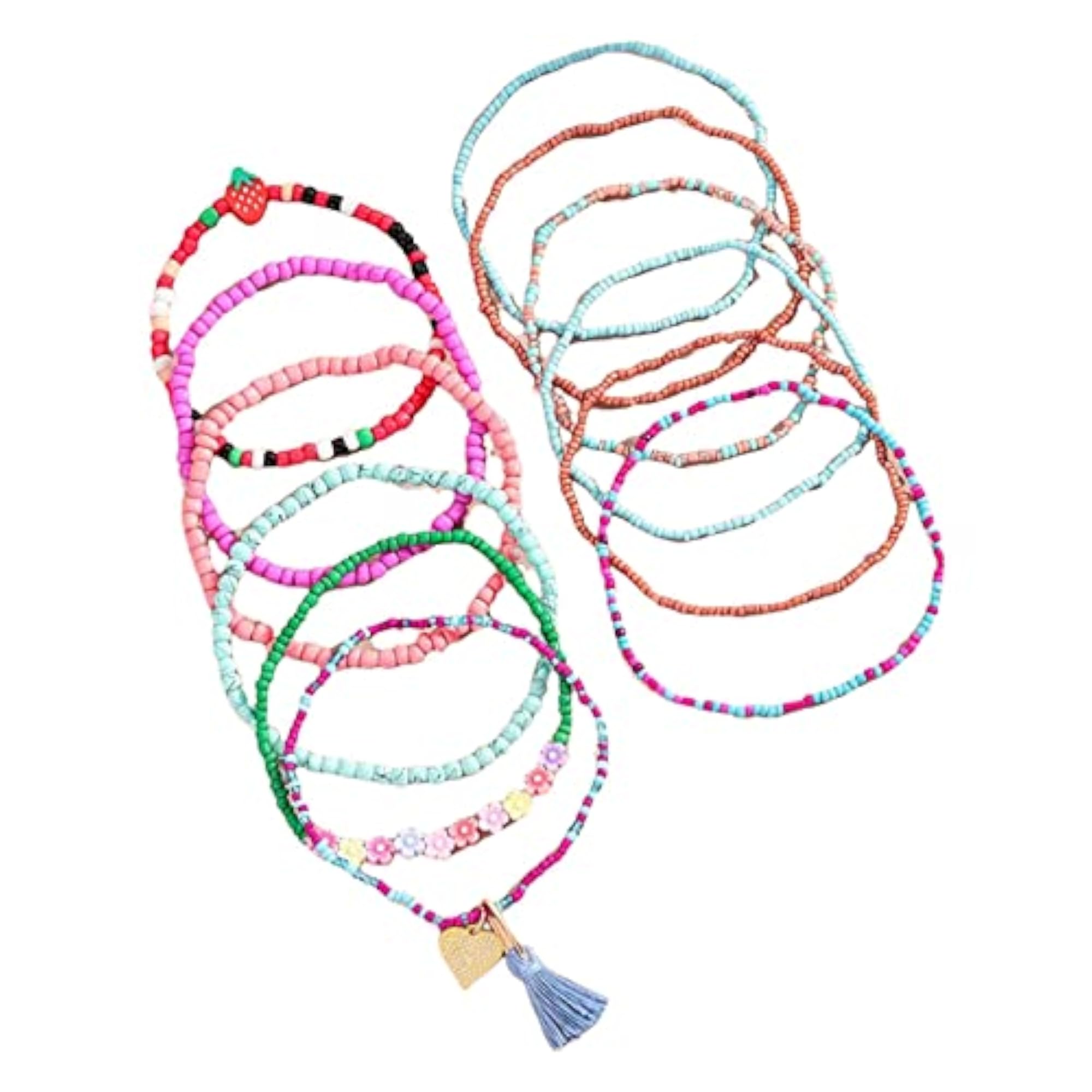 12pc Boho Anklet Set, Beaded for Beach Party Gift